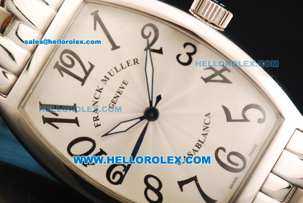Franck Muller Casablanca Swiss ETA 2824 Automatic Movement Full Steel with White Dial and Black Arabic Numerals - Click Image to Close